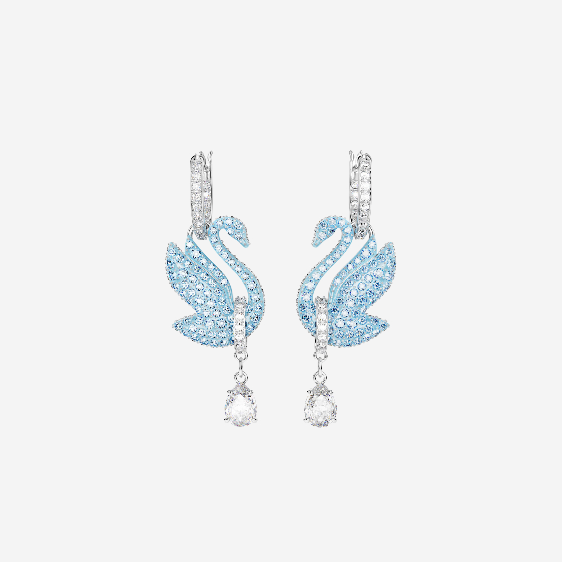 (W) 스와로브스키 아이코닉 스완 드롭 이어링 블루 로듐 플래팅 | Swarovski | KREAM