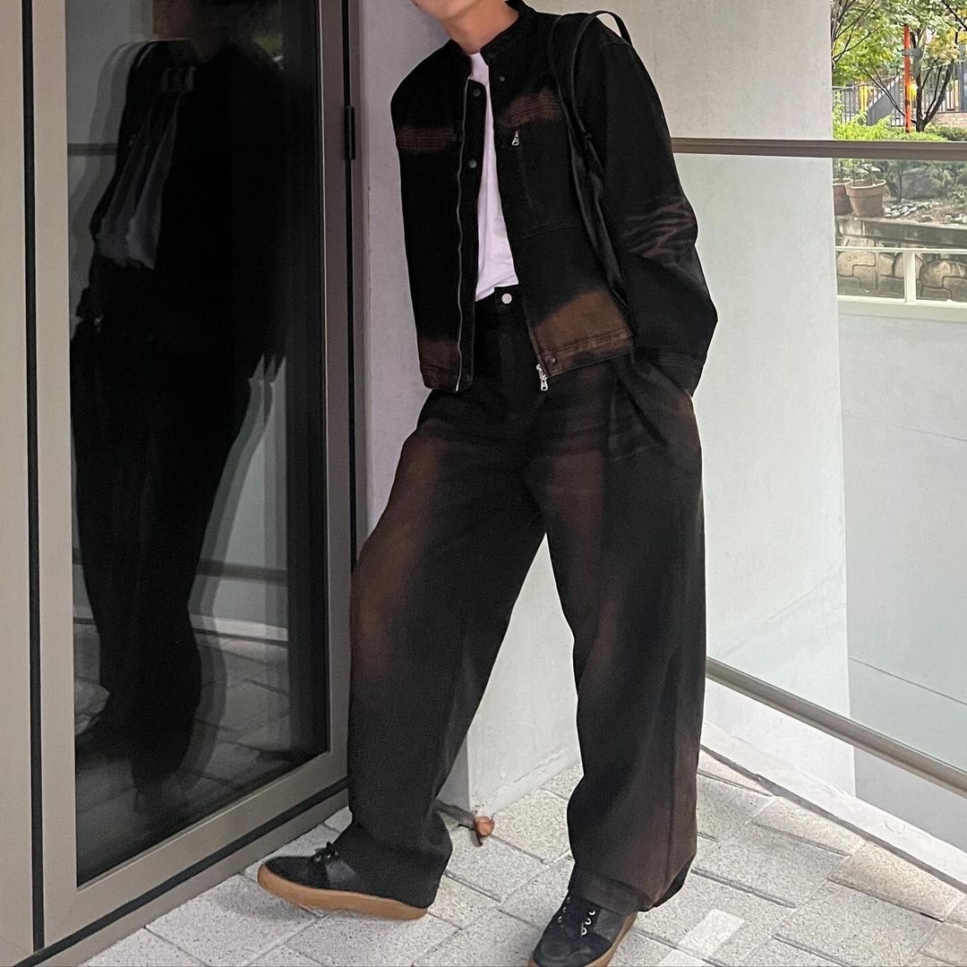 Haleine Sand Blushed Denim Biker Jacket Dark Brown Oil, Maison Margiela Calfskin Replica Sneakers Black 착용 스타일
