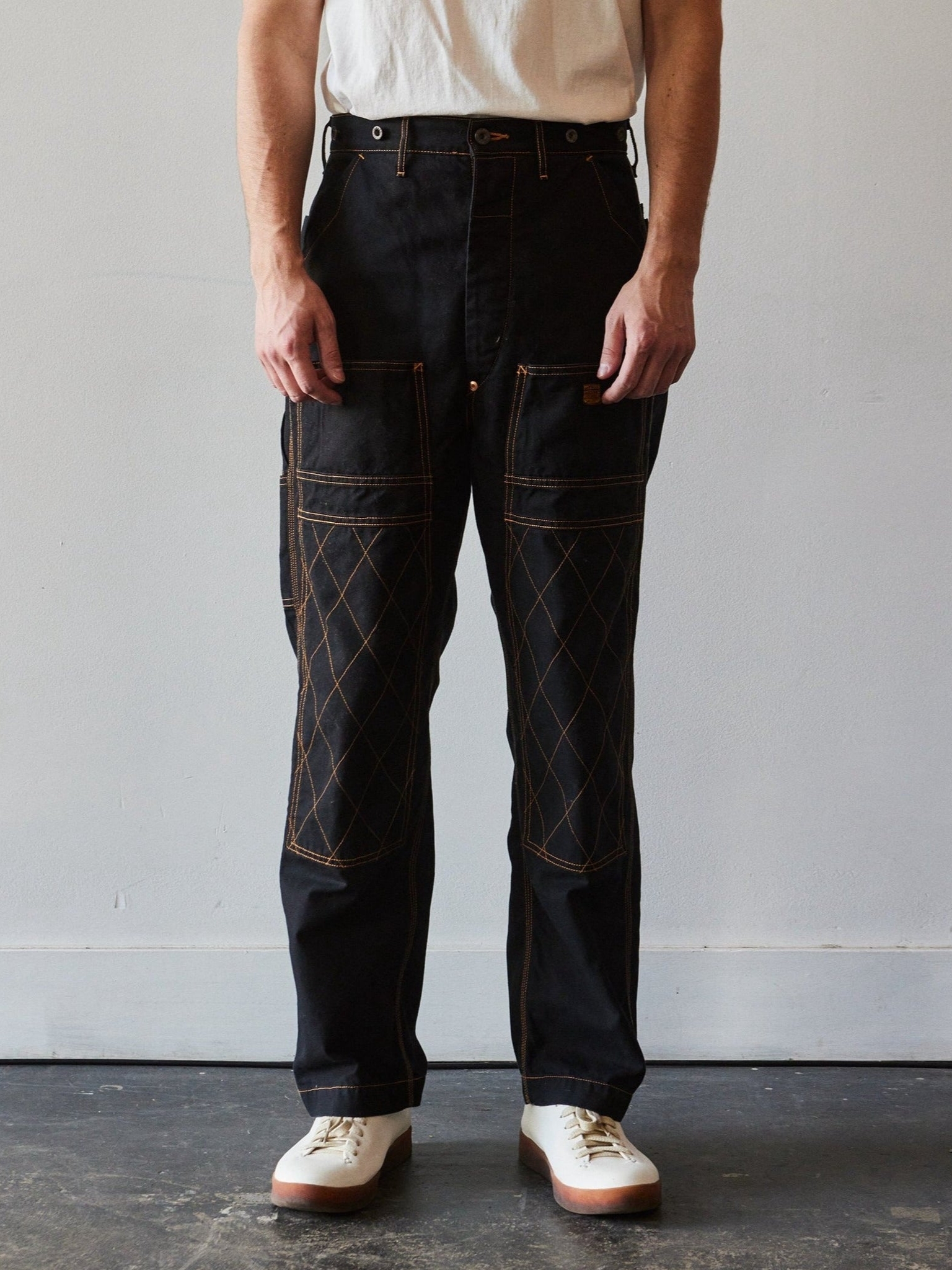 Kapital Thin Canvas Lumber Pants Black 착용 스타일