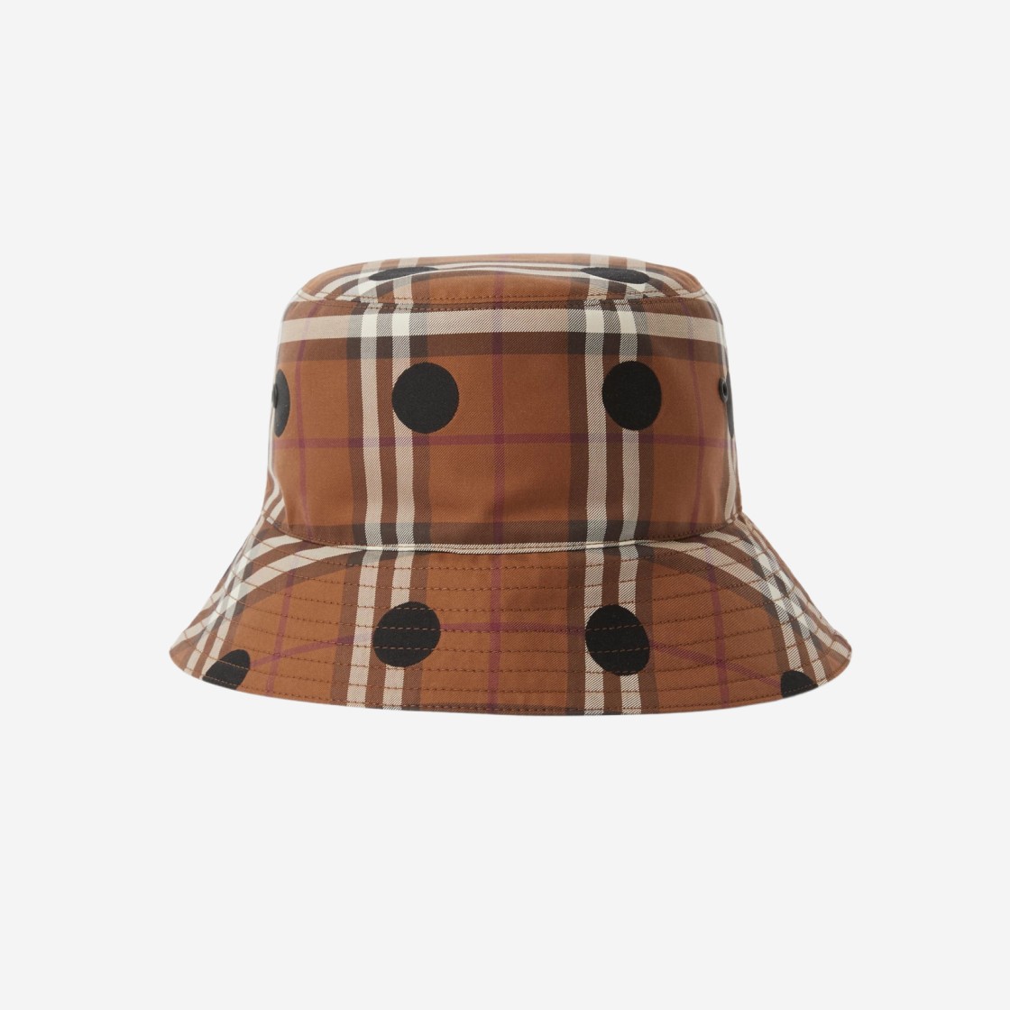 Burberry Polka Dot Check Cotton Bucket Hat Dark Birch Brown 상세 이미지 1