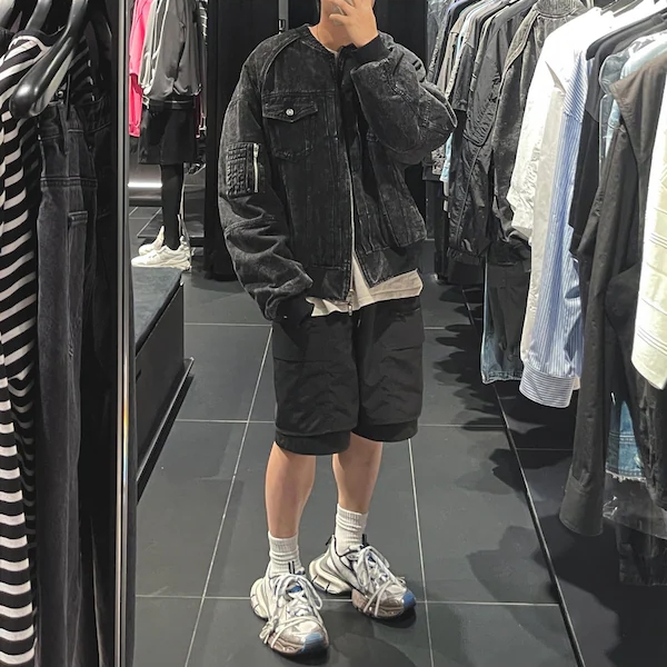 Juun.J Denim Trucker Designed MA-1 Jumper Black - 23FW 착용 스타일 - 2