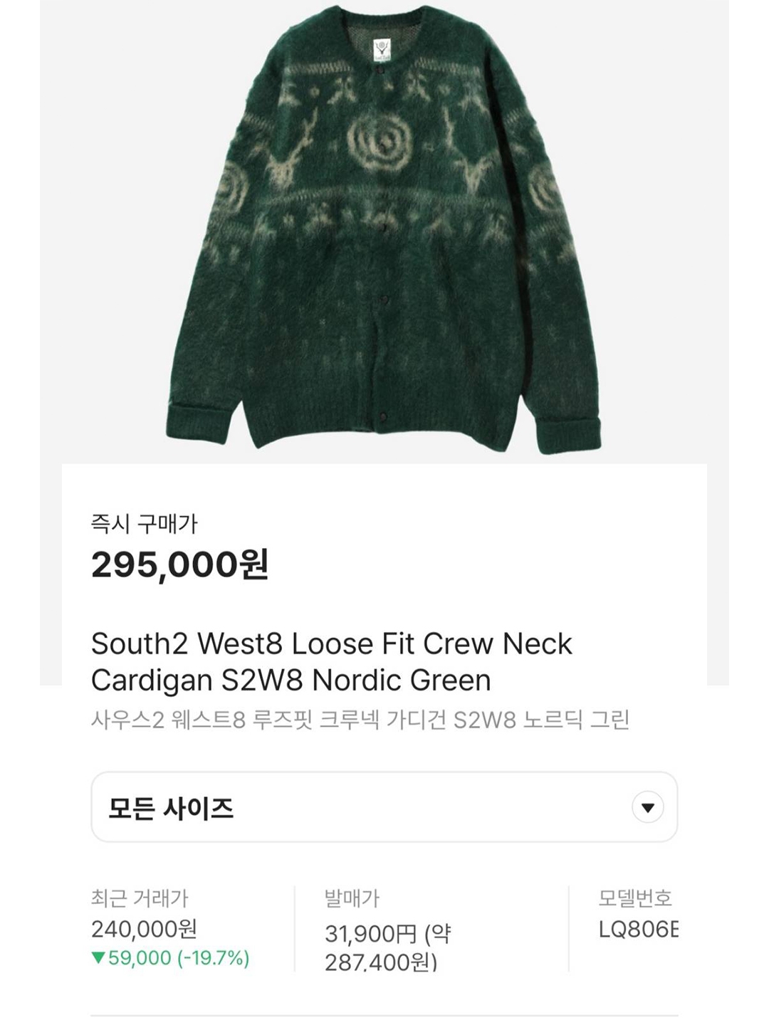 [KREAM 단독] STU Women Nordic Jacquard Sweater Grey, South2 West8 Loose Fit Crew Neck Cardigan S2W8 Nordic Green 착용 스타일 - 3
