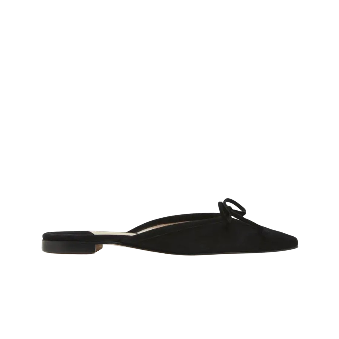 (W) 마놀로 블라닉 발레리뮤 스웨이드 플랫 뮬 블랙((W) Manolo Blahnik Ballerimu Black Suede Flat Mules)