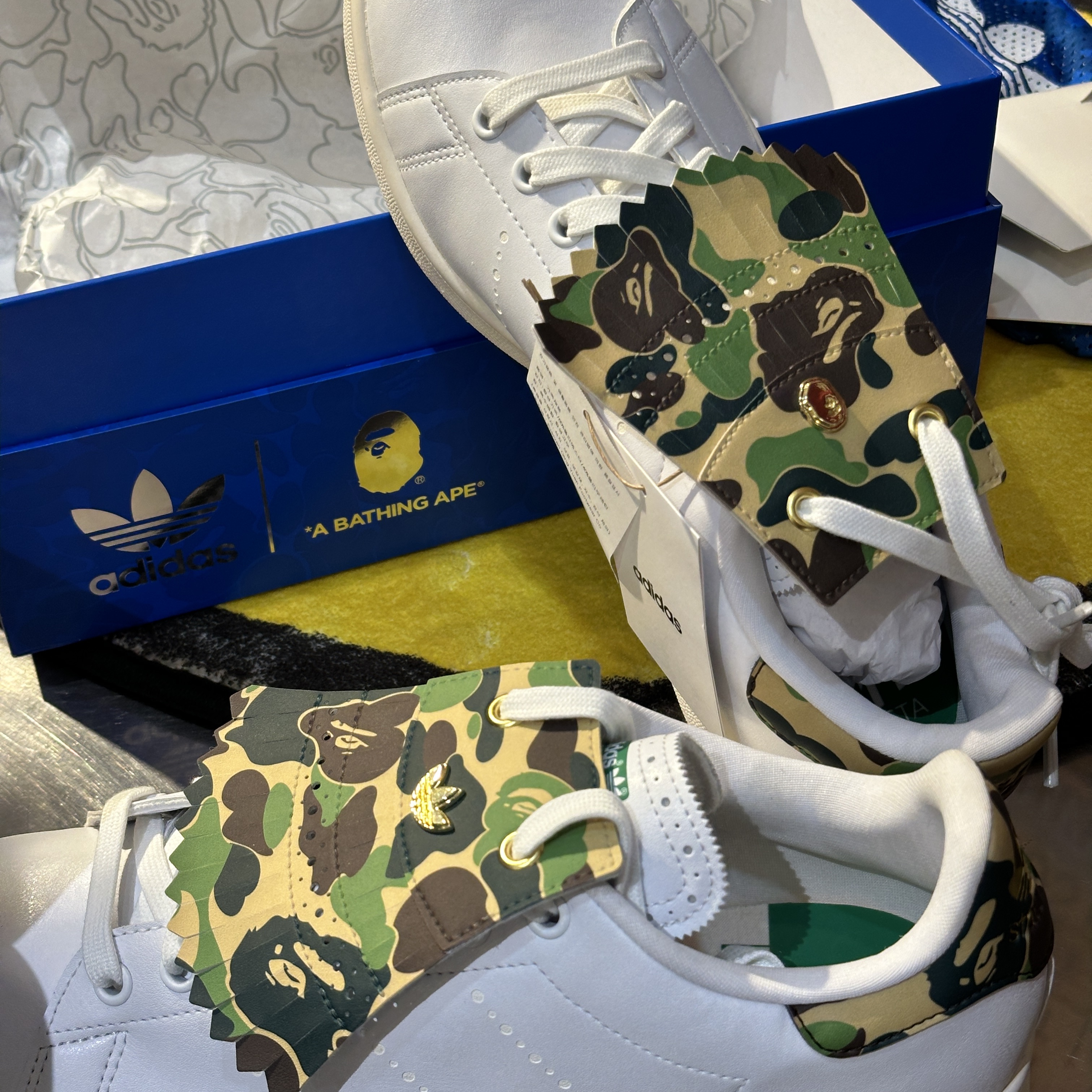 Adidas x BAPE Stan Smith Golf Cloud White Green 착용 스타일 - 3