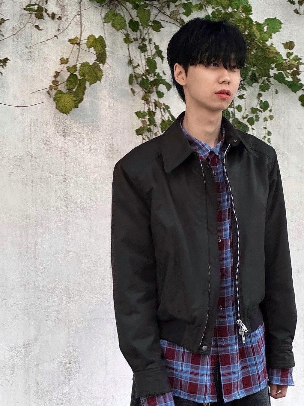 Haleine Padded 3D Detail Short Jacket Black, Haleine Padded 3D Detail Short Jacket Burgundy 착용 스타일 - 2