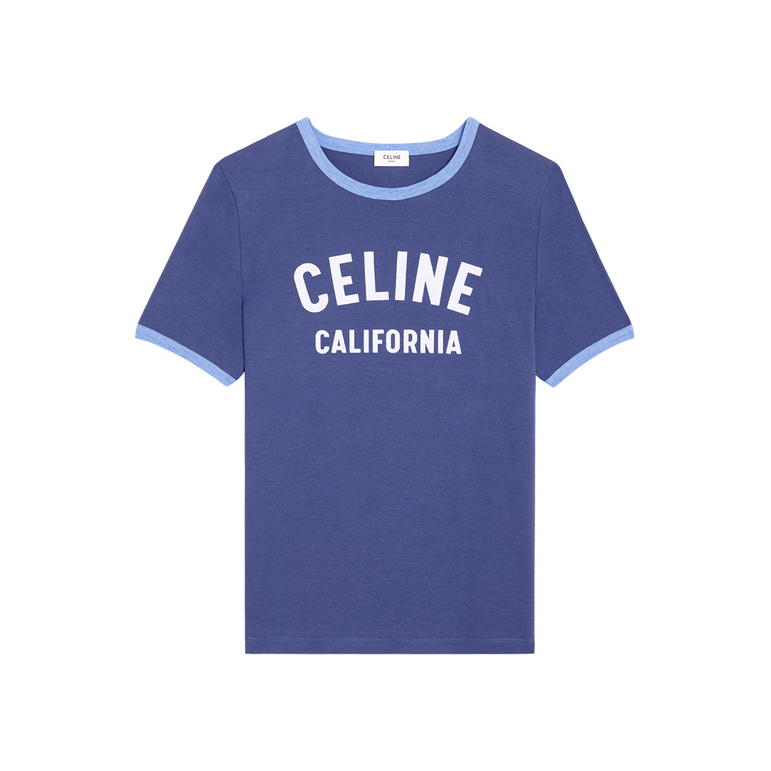 (W) Celine California 70's T-Shirt in Cotton Jersey Obscure Blue Light Blue Crystal 상세 이미지 1