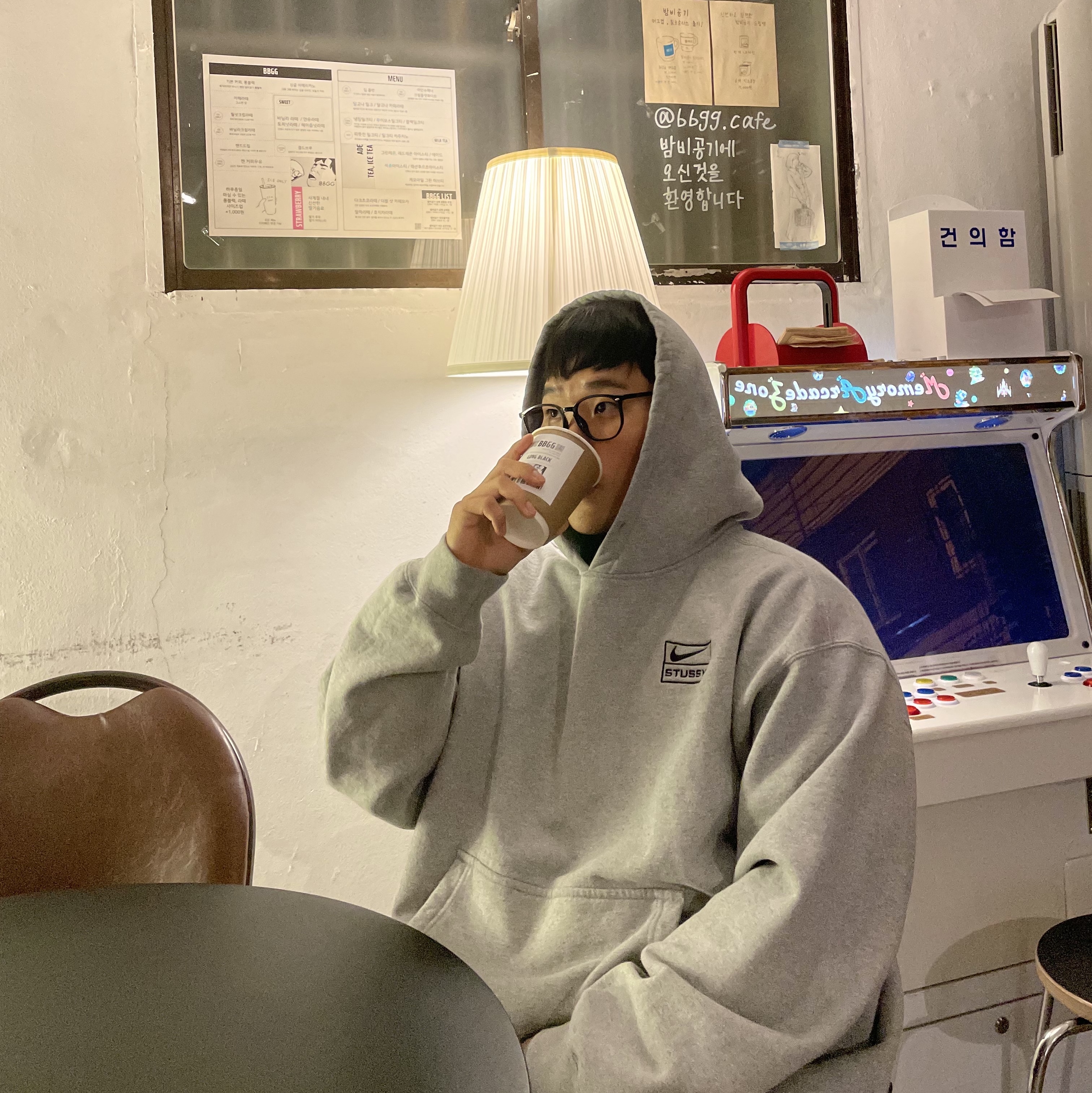 Nike x Stussy NRG RA Pullover Hoodie Dark Grey Heather (DJ9488-063) 착용 스타일