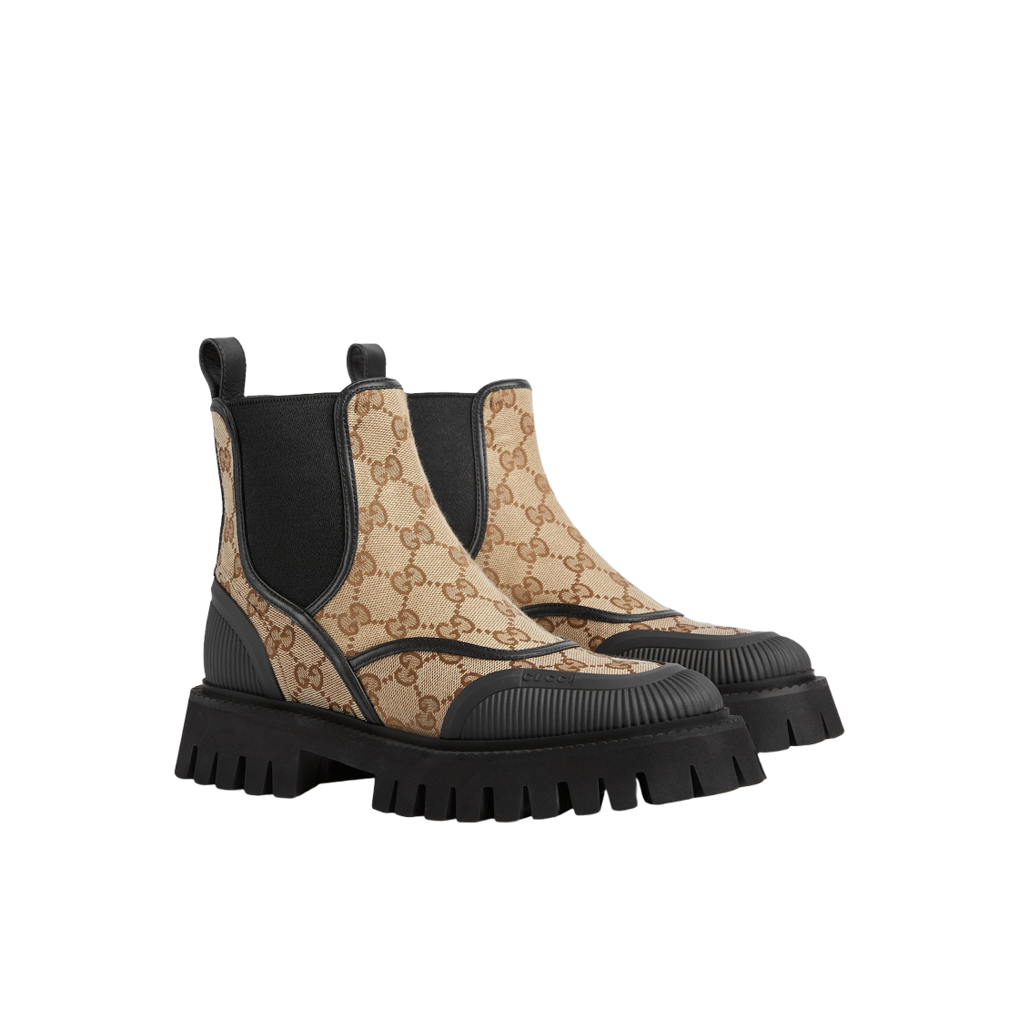 (W) 구찌 GG 캔버스 앵클 부츠 베이지 에보니 GG 캔버스((W) Gucci GG Canvas Ankle Boot Beige Ebony GG Canvas) - 2