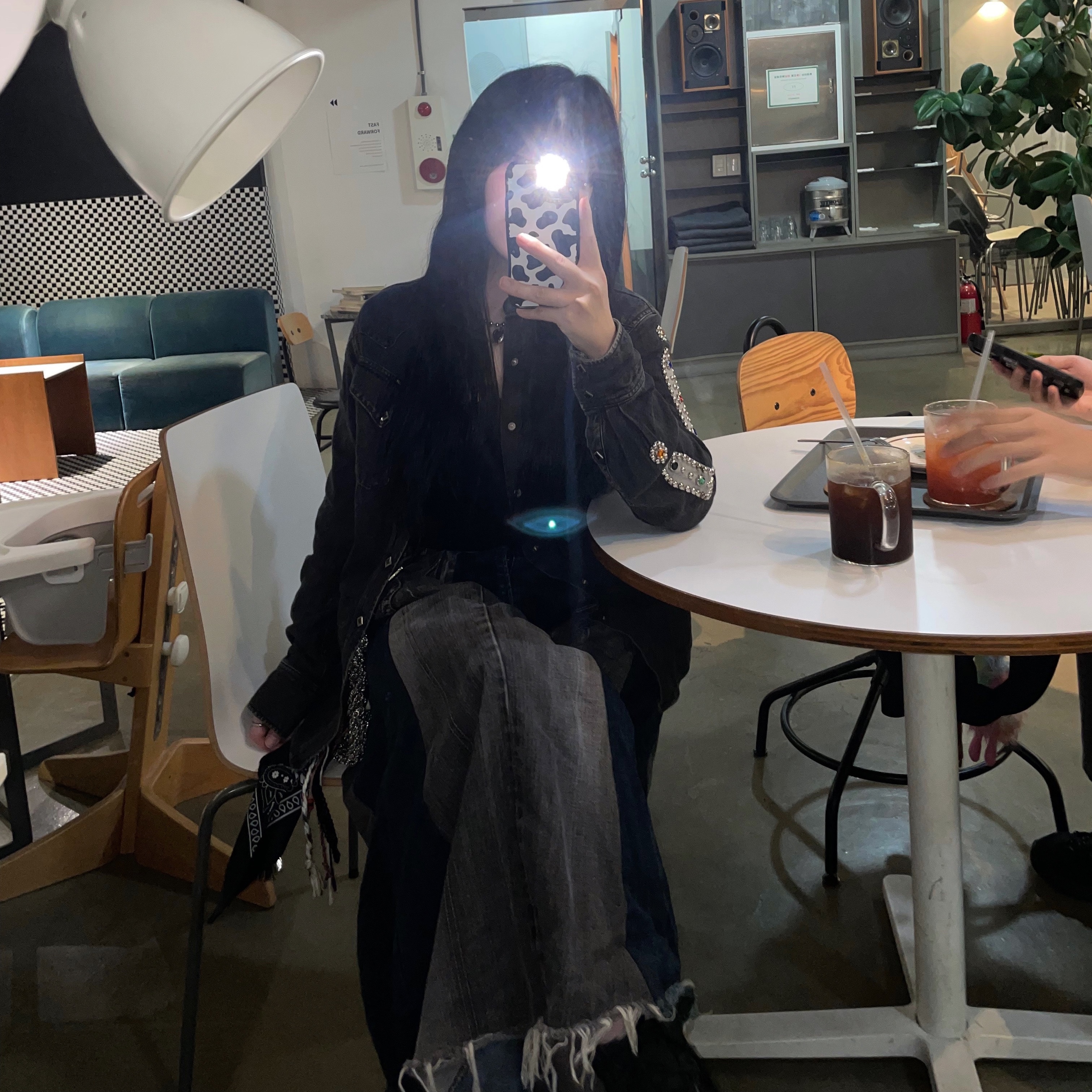 Kapital 8 oz. Denim Western Gemstone Long Sleeve Shirt Black, Undermycar Leachianus Multiple Tangles Double Logo Chain Down Blue - 23SS 착용 스타일 - 1
