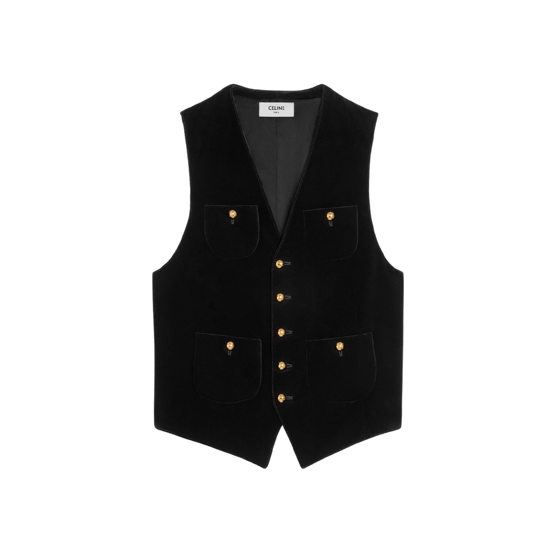 (W) Celine Waistcoat in Cotton Velvet Black 상세 이미지 1