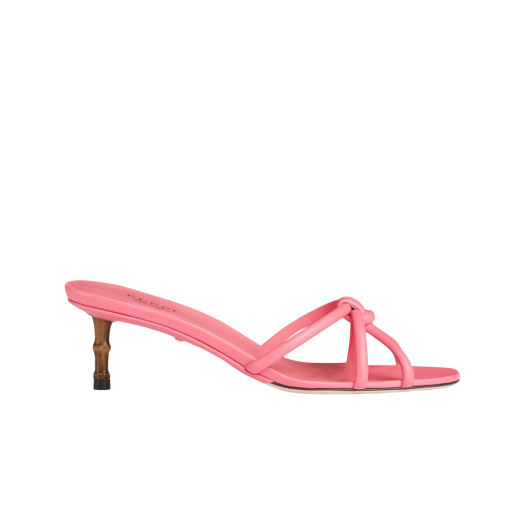 (W) 구찌 슬라이드 샌들 스퀘어 뱀부 핑크 레더