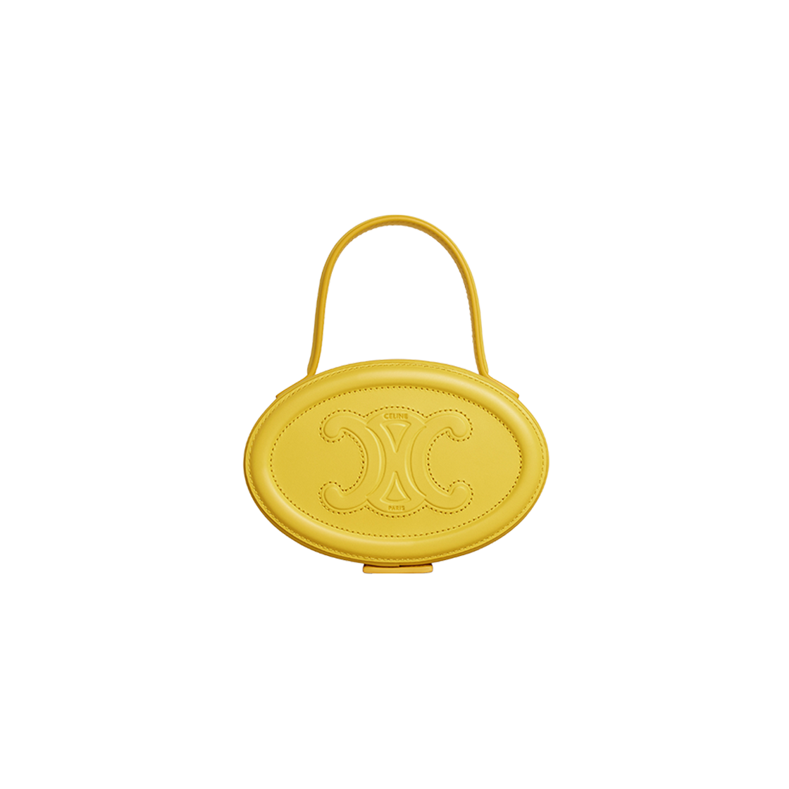 Celine Oval Minaudiere Cuir Triomphe in Smooth Calfskin Citron 상세 이미지 1