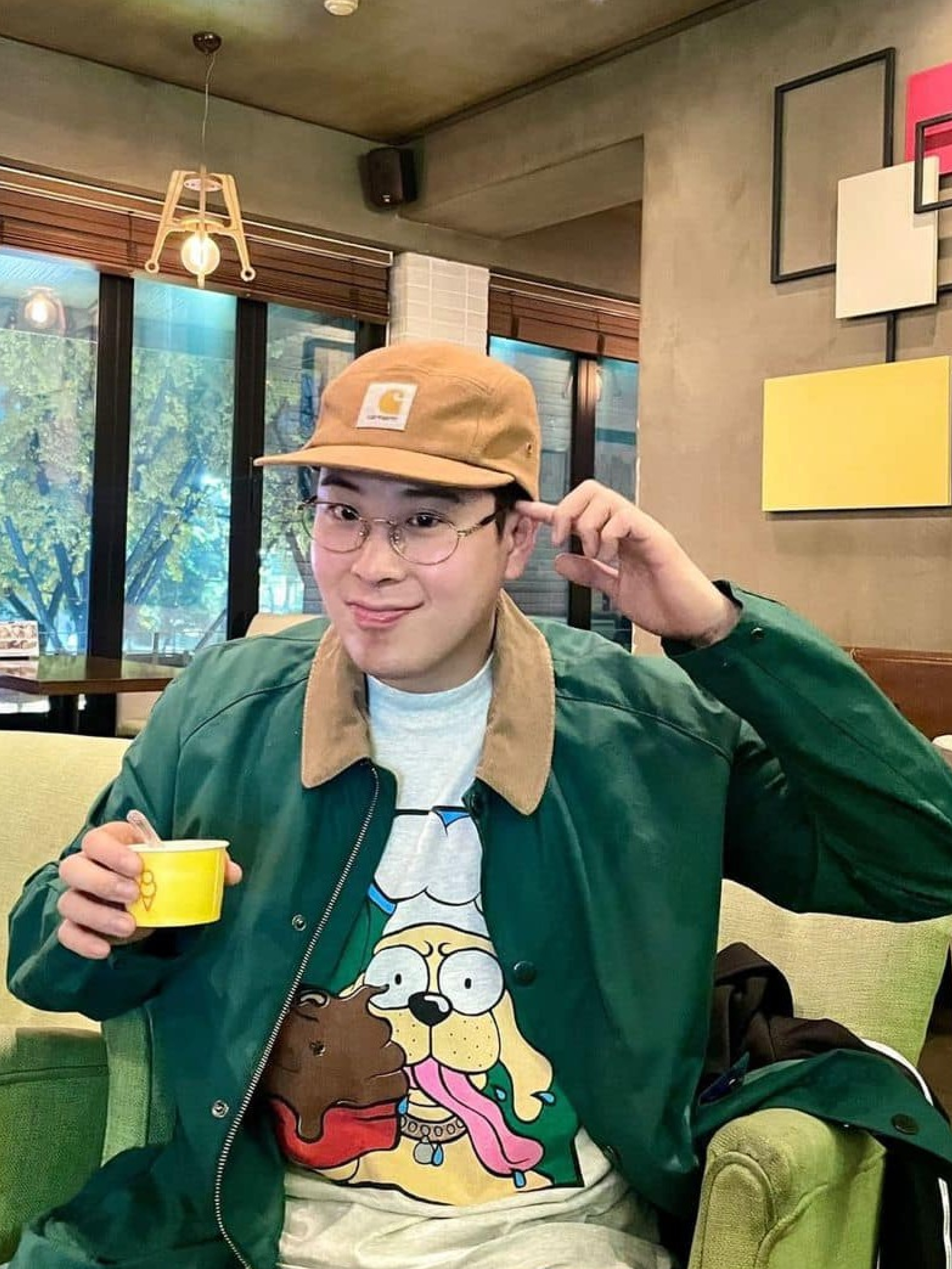 Carhartt WIP x IAB Studio Pocket Sweatshirt Grey Heather, Nike x Carhartt WIP Pro Cap Ale Brown 착용 스타일 - 2