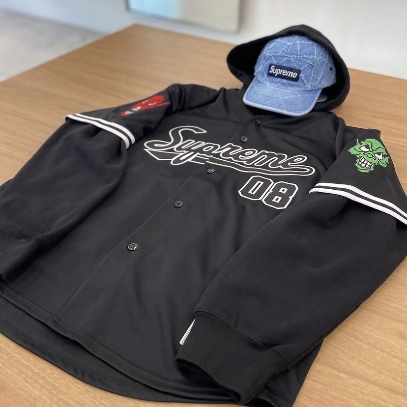 Supreme Mitchell & Ness Downtown Hell Baseball Jersey Black - 23FW 착용 스타일