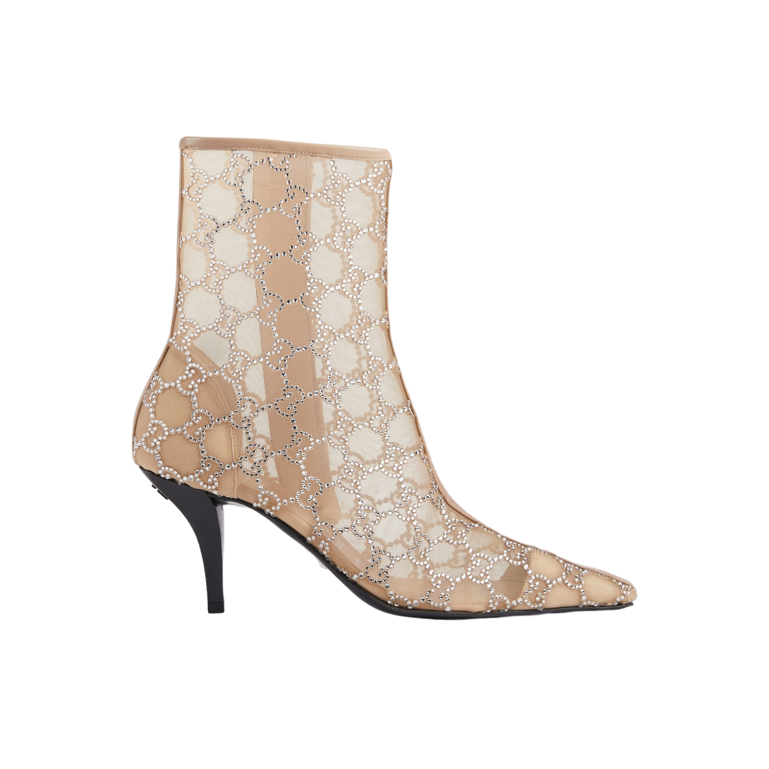 (W) Gucci GG Mid-Heel Boot Rose Beige Crystal Mesh 상세 이미지 1