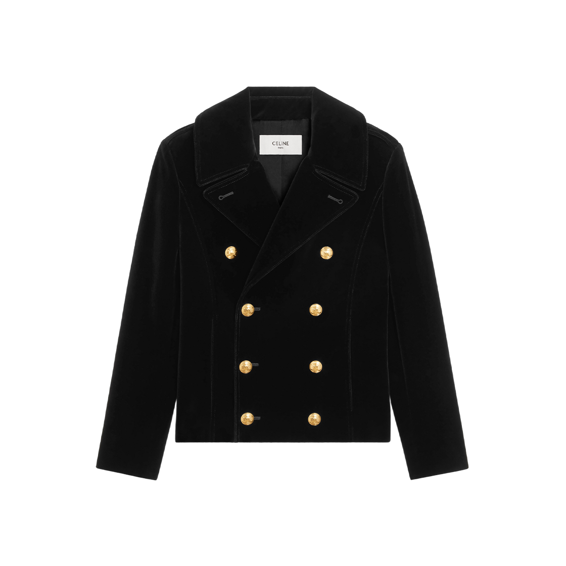 (W) Celine Military Peacoat in Cotton Velvet Black 상세 이미지 1