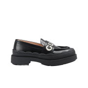 (W) Gucci Loafer Black White Leather