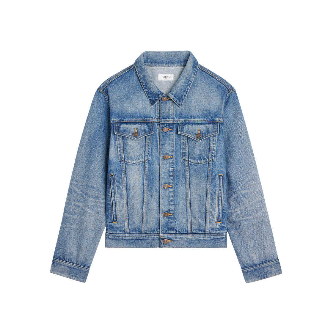 (W) Celine V-Shaped Trucker Jacket in Pismo Wash Denim Pismo Wash 상세 이미지 2