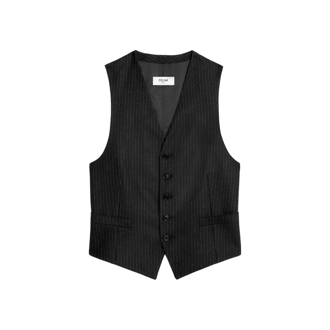 (W) Celine Waistcoat in Striped Flannel Black White 상세 이미지 1