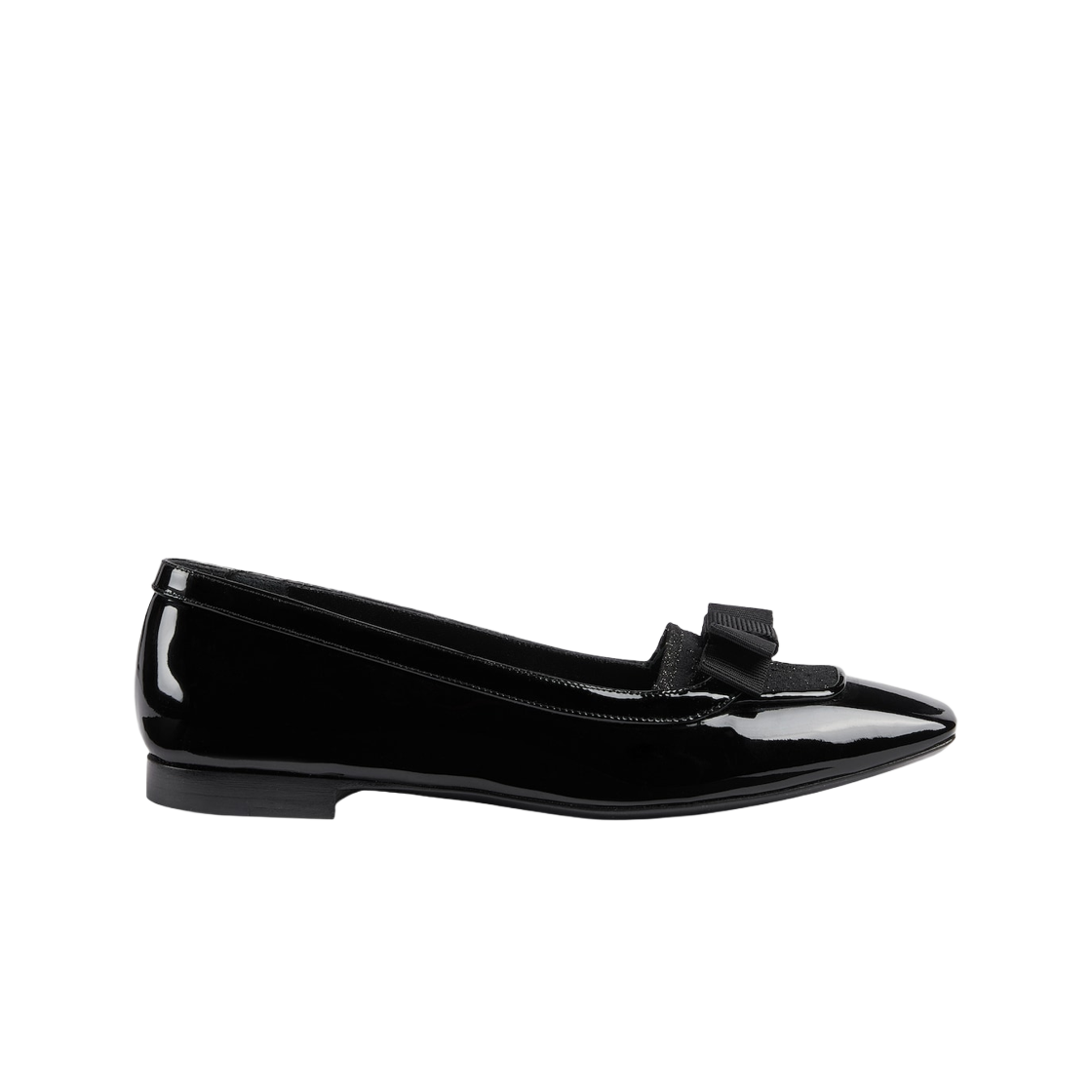 750541-AACDJ-1088 (W) Gucci Ballet Flat with GG Canvas Black Patent Leather