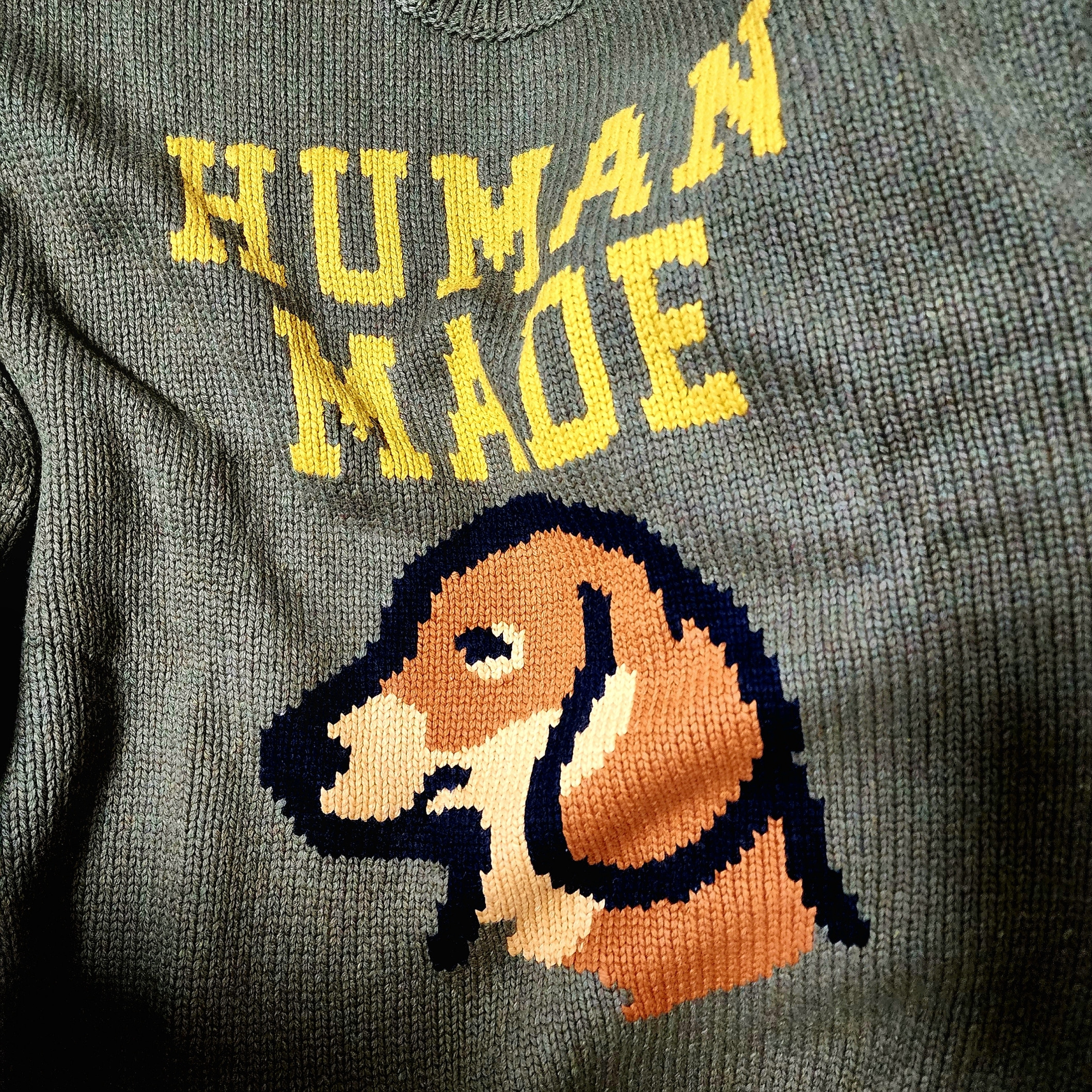 Human Made Dachs Knit Sweater Green 착용 스타일 - 2