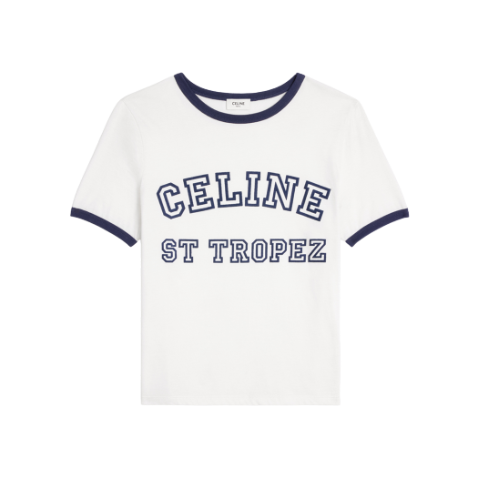 (W) 셀린느 세인트 트로페즈 70's 티셔츠 코튼 저지 오프 화이트 네이비