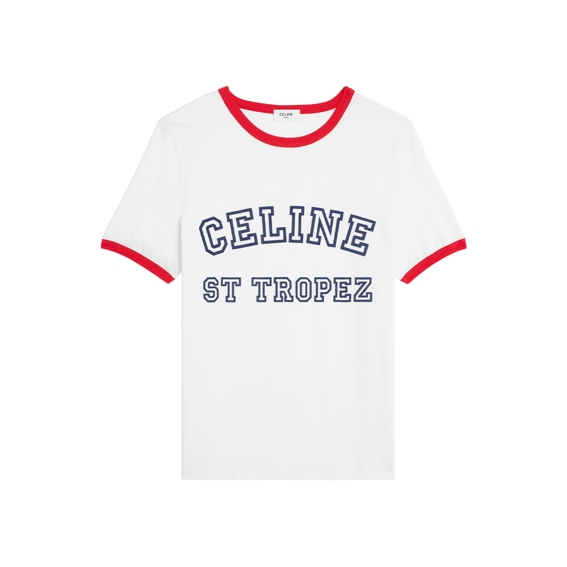 (W) Celine St. Tropez 70's T-Shirt in Cotton Jersey White Red Blue 상세 이미지 1