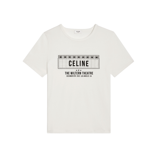 W) 셀린느 크롭 셀린느 티셔츠 코튼 저지 에크루 블랙, Celine