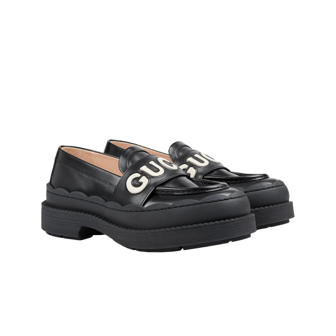 (W) 구찌 로퍼 블랙 화이트 레더((W) Gucci Loafer Black White Leather) - 2