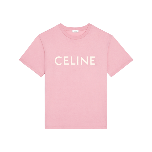 (W) 셀린느 루즈 셀린느 티셔츠 코튼 저지 블라썸 핑크 오프 화이트
