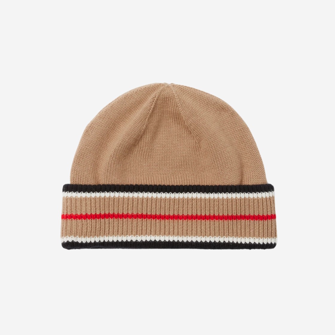 Burberry Reversible Icon Stripe Cashmere Cotton Beanie Black Camel 상세 이미지 1