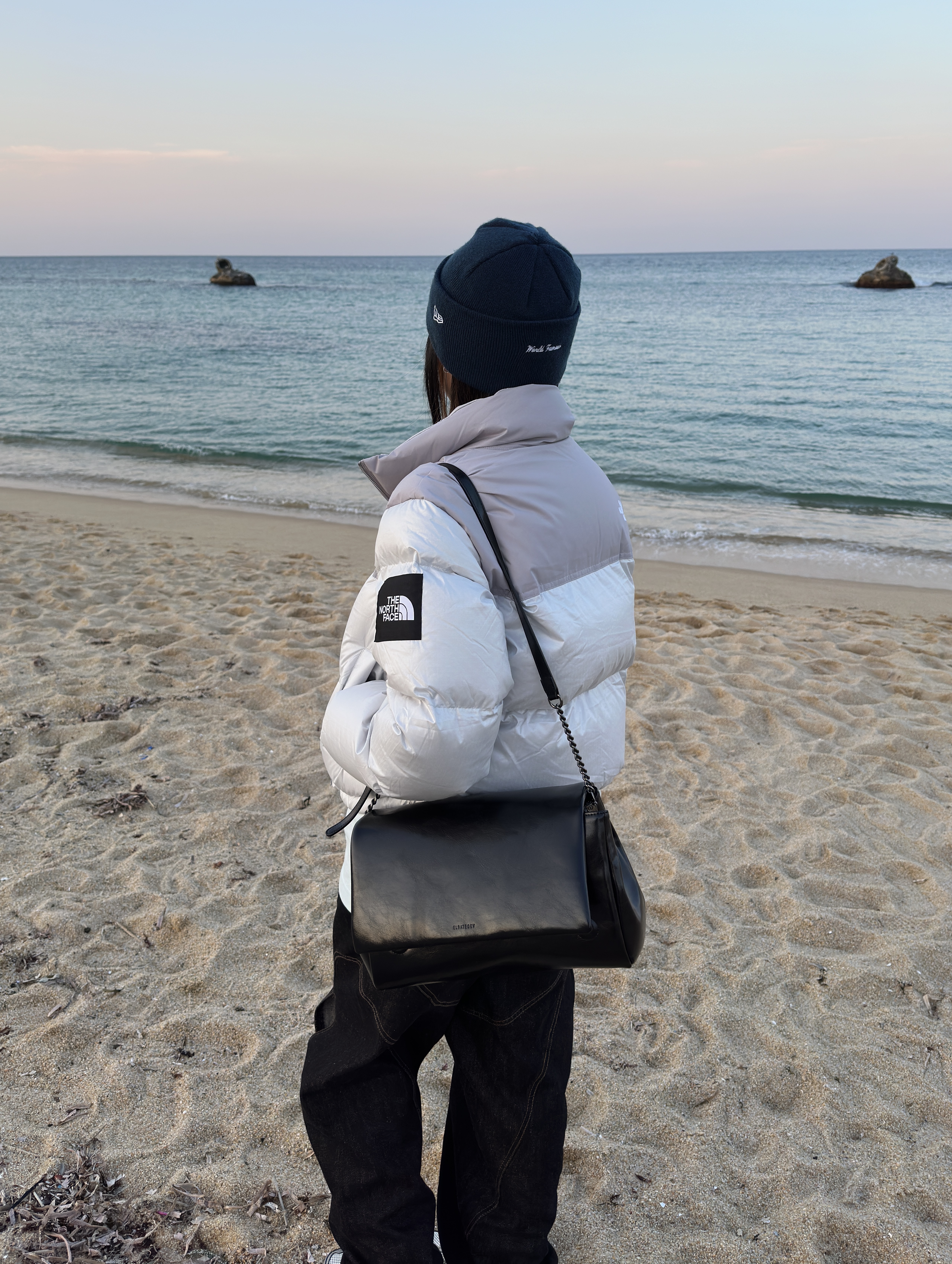 Supreme New Era Cross Box Logo Beanie Navy - 20FW, (W) The North Face White Label Novelty Nuptse Down Jacket Ice Gray 착용 스타일 - 3