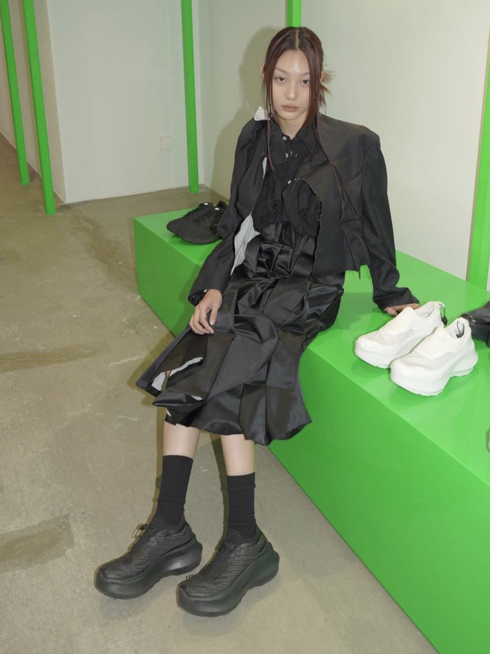 Salomon x Comme des Garcons Pulsar Platform Black 착용 스타일