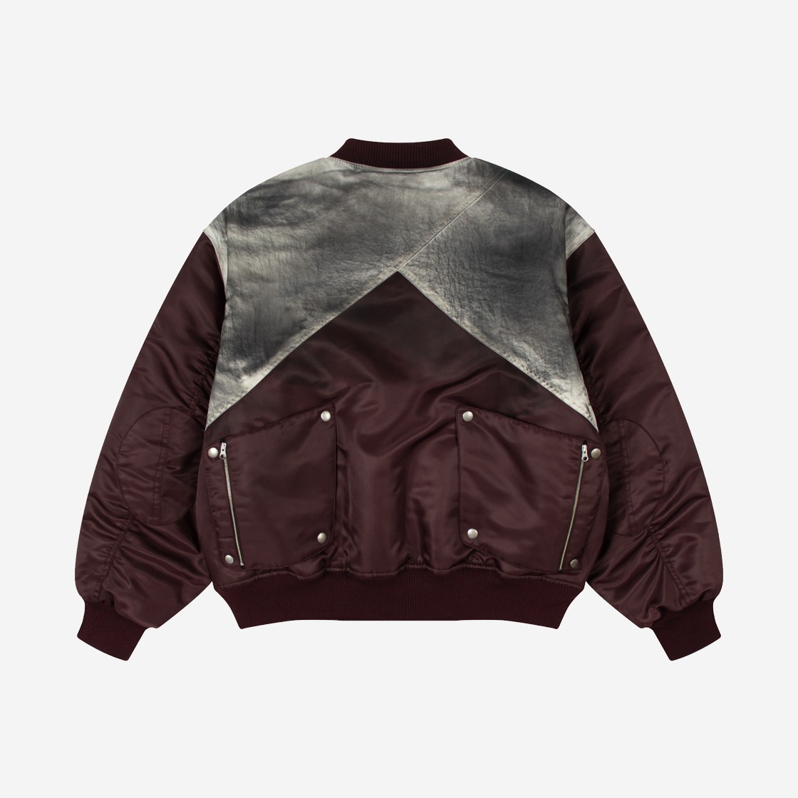 Waviness Dirty Washing Quilted Bomber Jacket Burgundy 상세 이미지 2