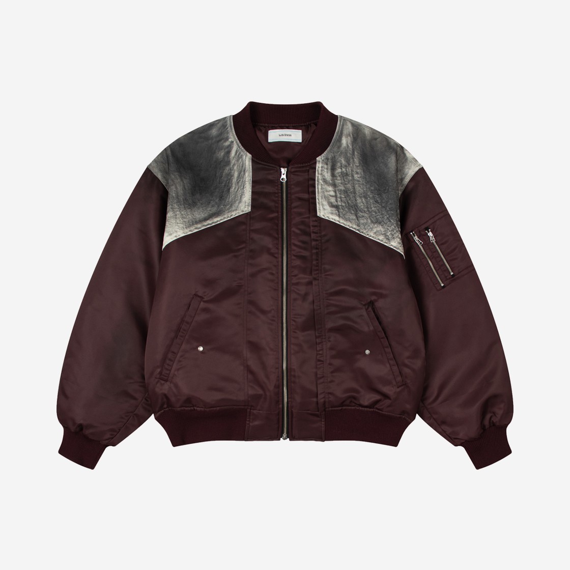 Waviness Dirty Washing Quilted Bomber Jacket Burgundy 상세 이미지 1