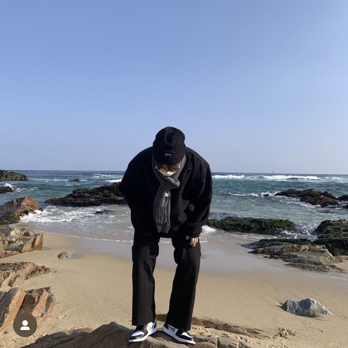 Stussy Boucle Fleece Beanie Black, Jordan 1 Mid SE ASW Black 착용 스타일 - 1