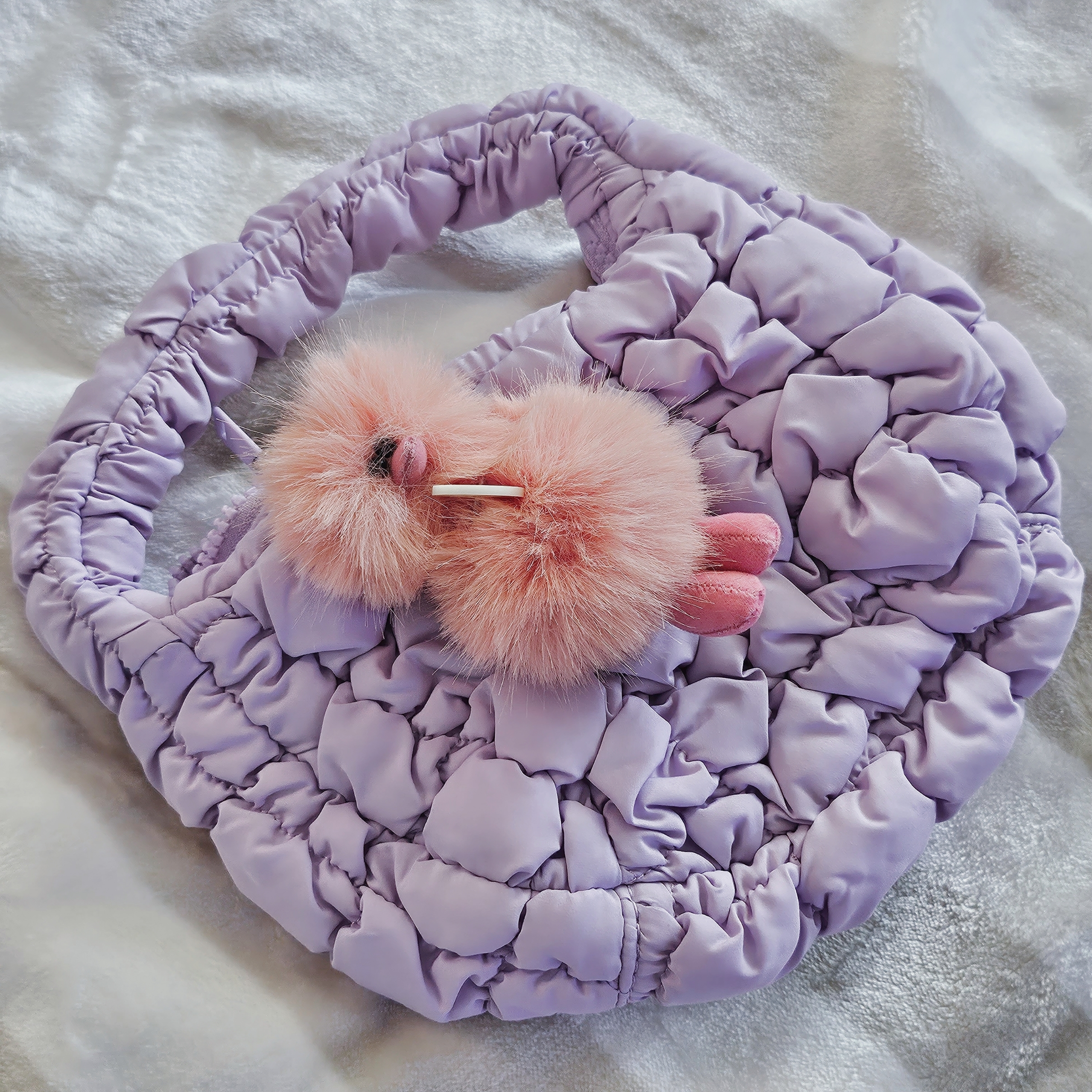 COS Quilted Micro Bag Purple, Cosymosy Mini Bird Keyring White - Renewal Ver. 착용 스타일
