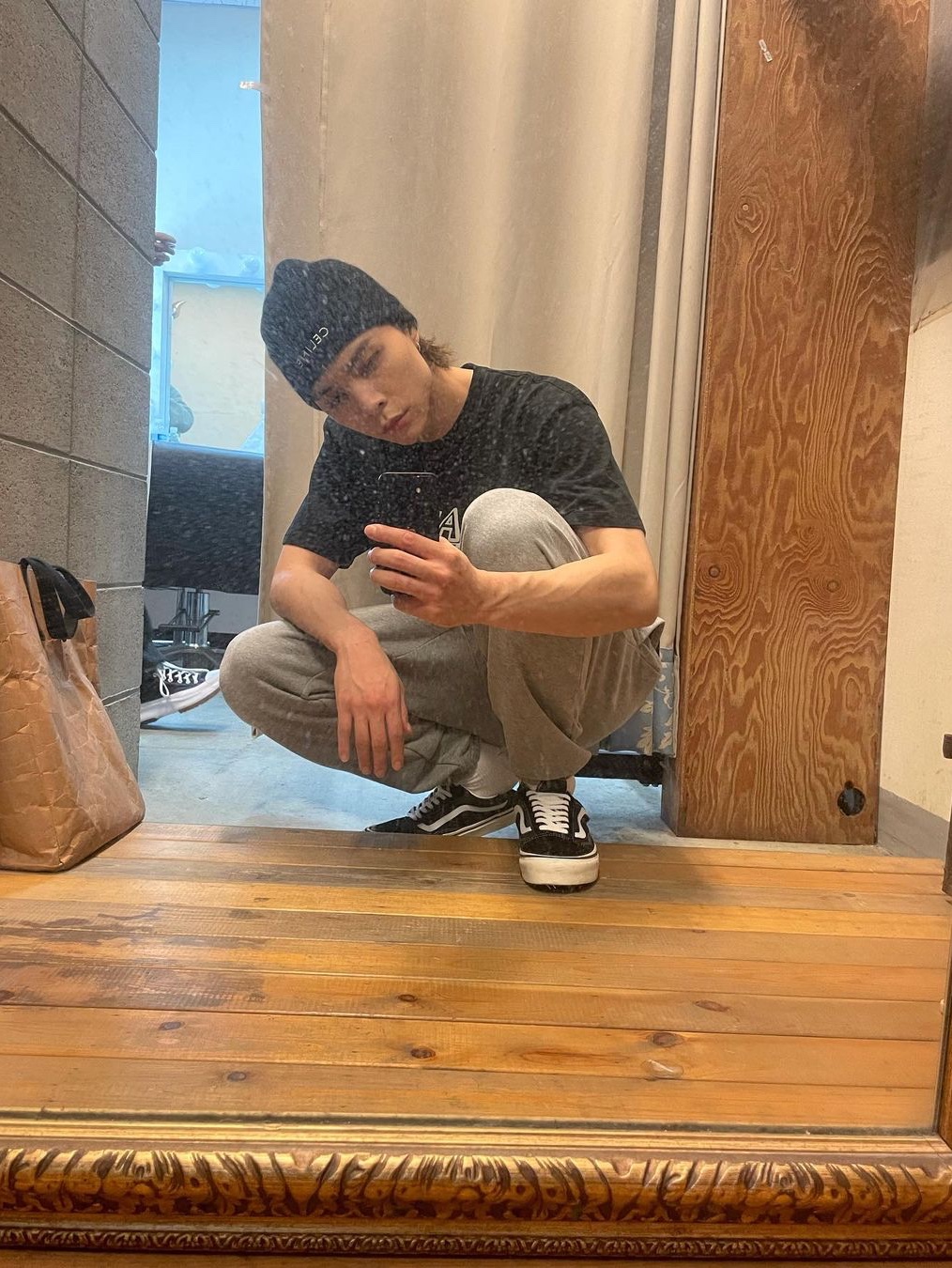 Celine-Embroidered Track Pants in Cotton Grey Black, Vans ComfyCush Old Skool Black True white 착용 스타일