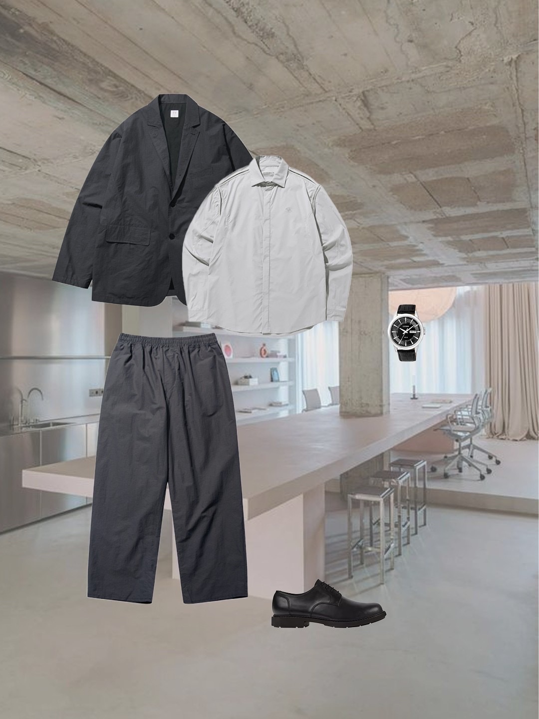 Sansan Gear Tri-Mesh Shirts Grey - 23SS, Citizen Dress Quartz 41mm Calf Leather Black 착용 스타일 - 2