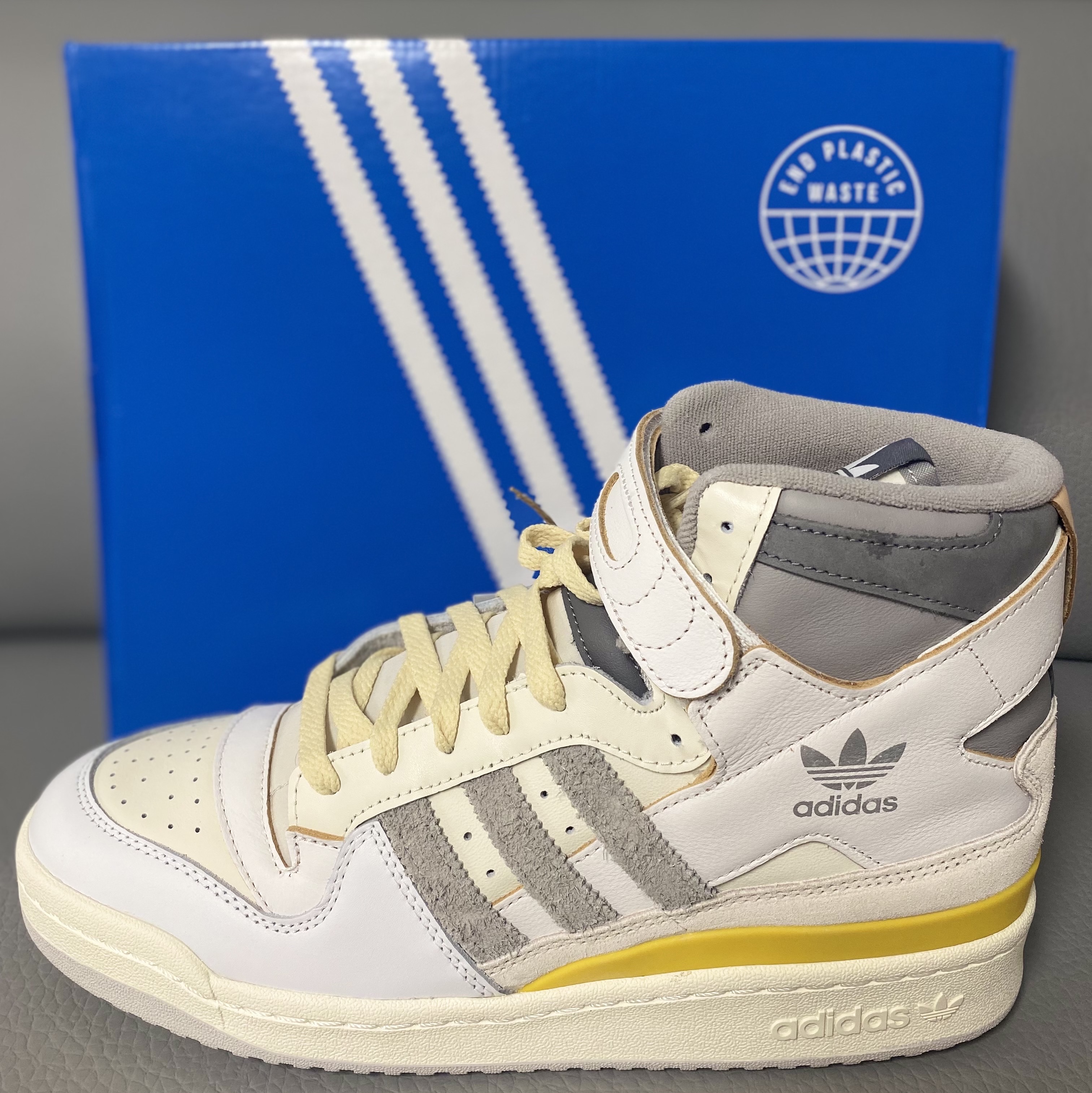 Adidas Forum 84 High White Grey Yellow 착용 스타일