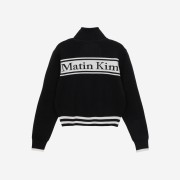 Matin Kim Spell Point Stripe Knit Cardigan Black