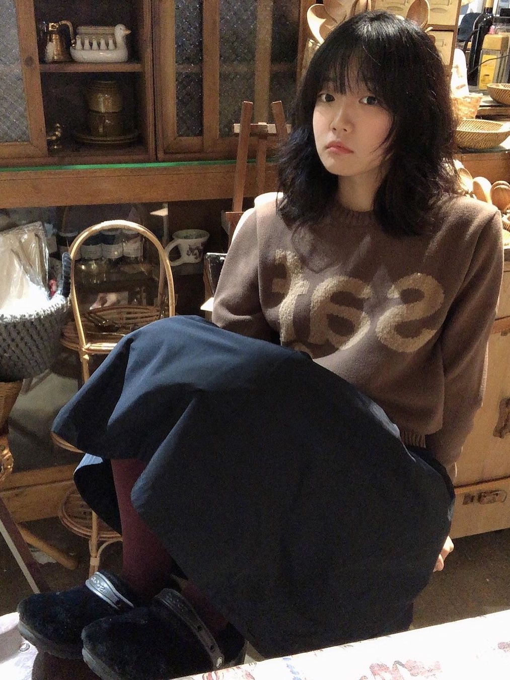 [KREAM 단독] Safarispot Women Basic Safari Knit Black, [KREAM 단독] Safarispot Basic Safari Knit Black 착용 스타일