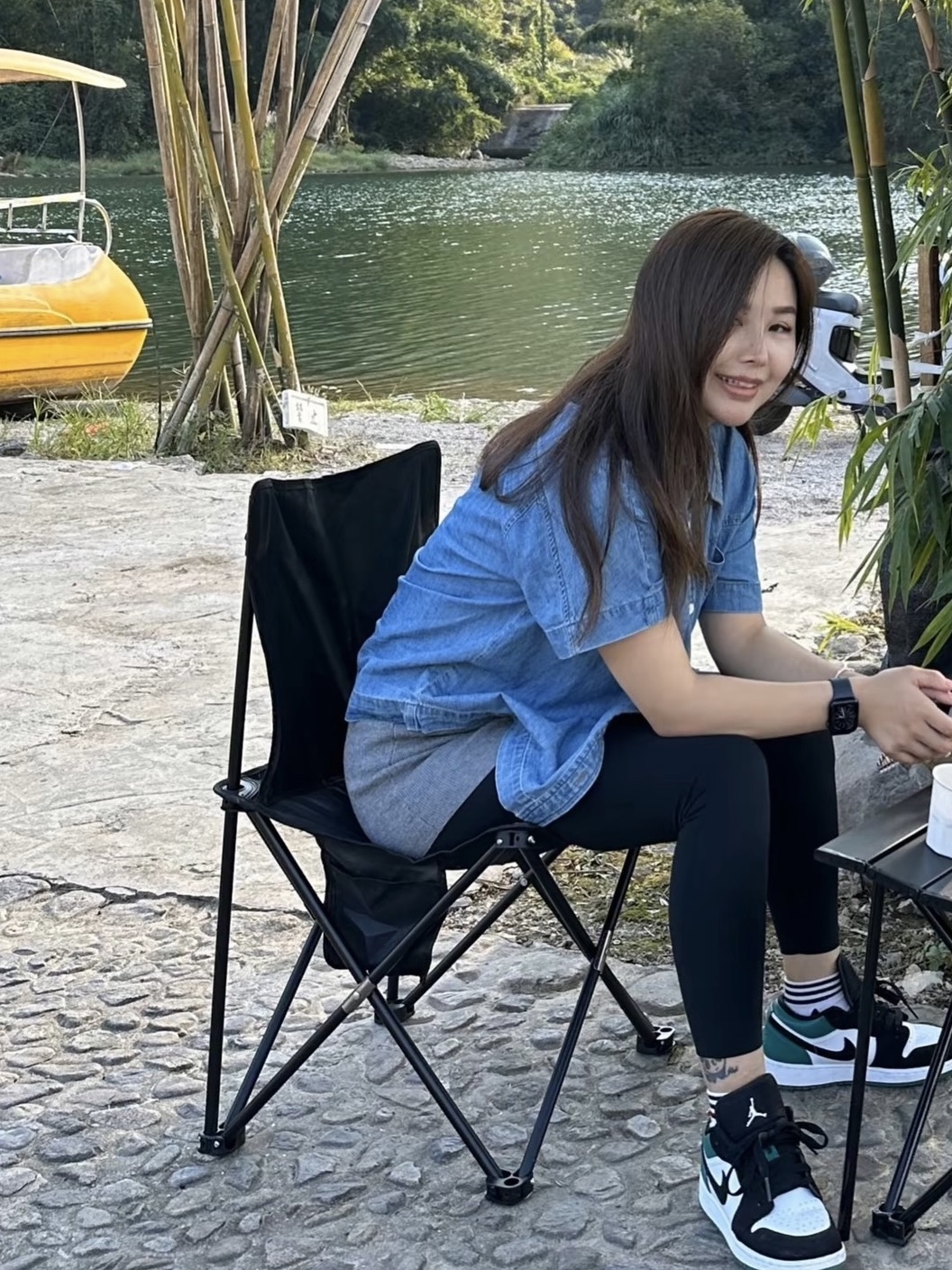 (GS) Jordan 1 Low Black Mystic Green 착용 스타일