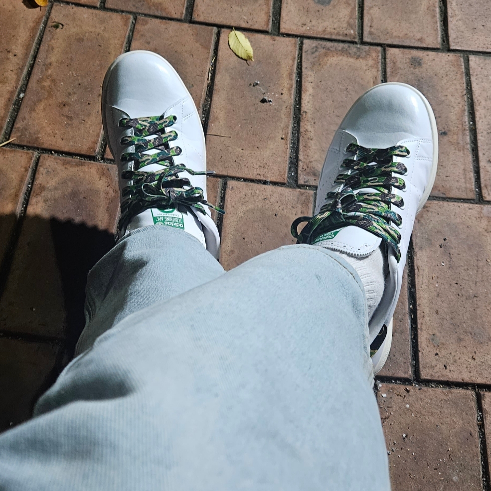Adidas x BAPE Stan Smith Golf Cloud White Green 착용 스타일