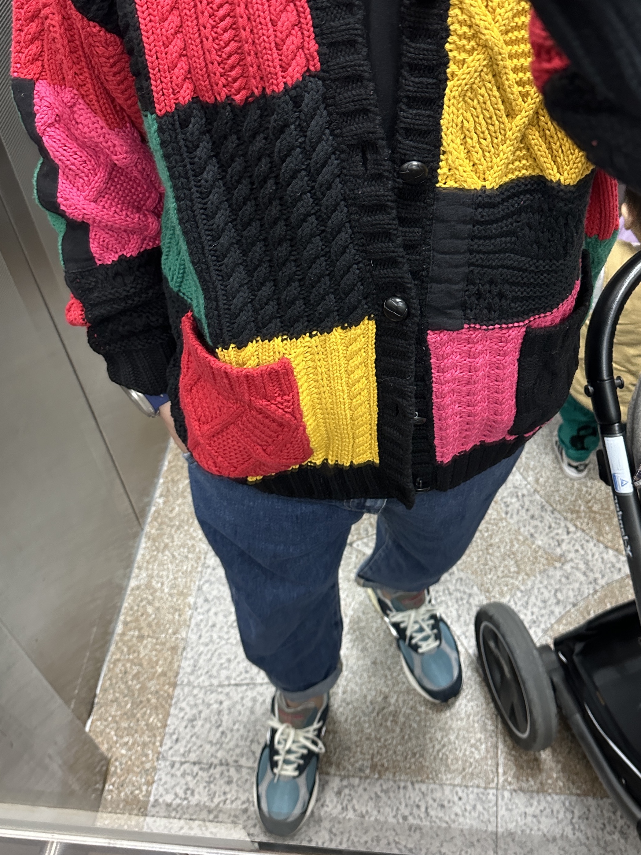 XL Supreme Patchwork Cable Knit Cardigan XL Supreme Patchwork Cable Knit Cardigan