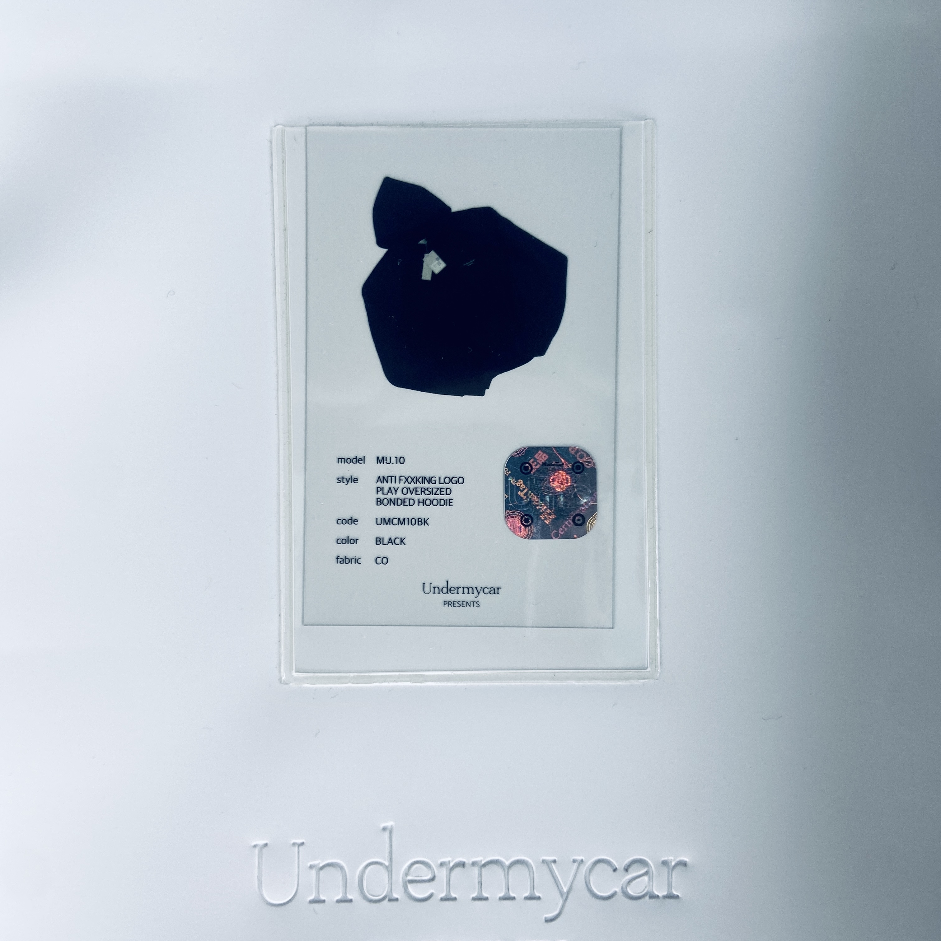 Undermycar Mu.10 Anti Fxxking Logo Play Oversized Bonded Hoodie Black 착용 스타일 - 3