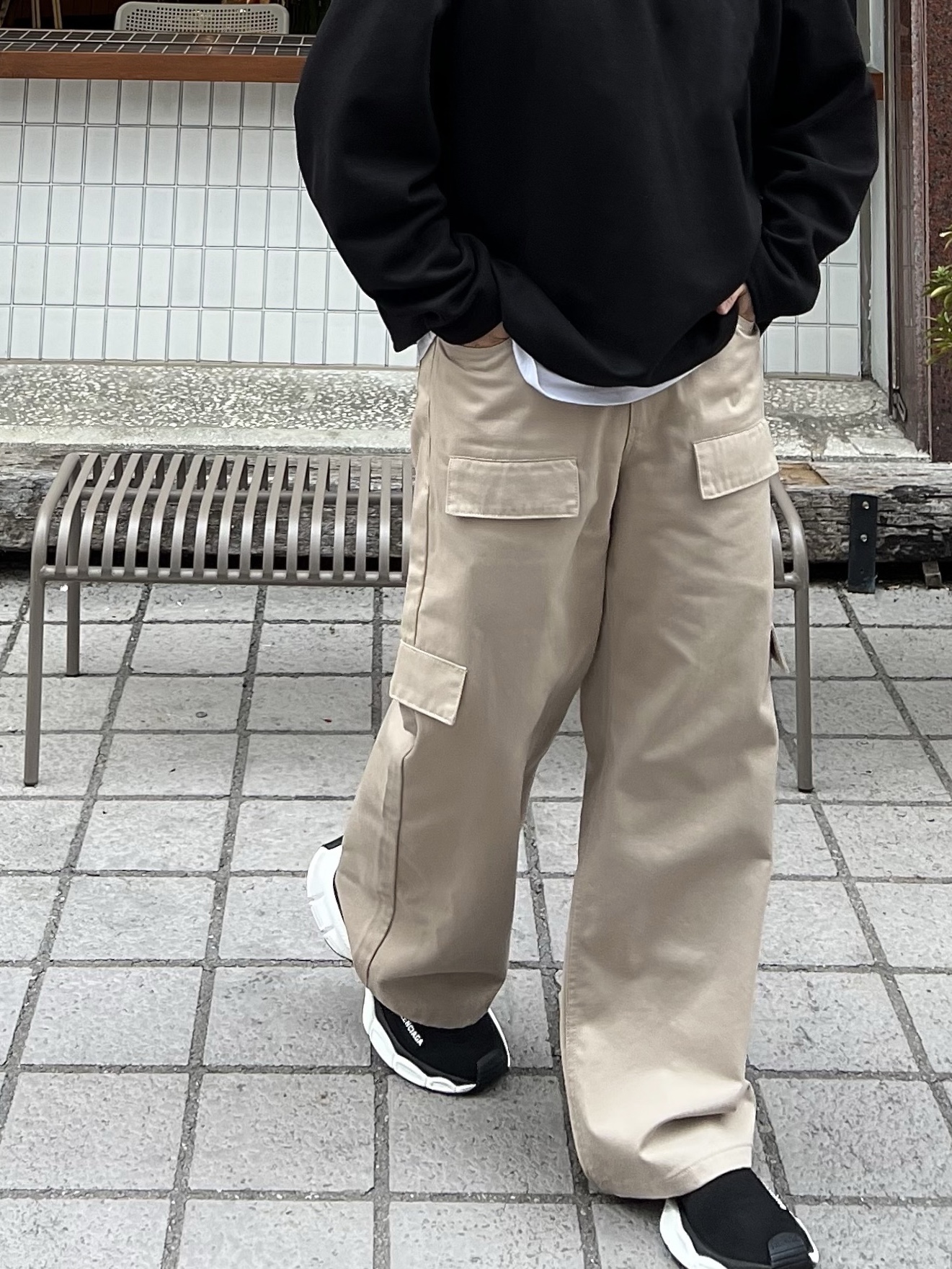 Balenciaga 3XL Sock Recycled Knit Sneakers Black 착용 스타일 - 2