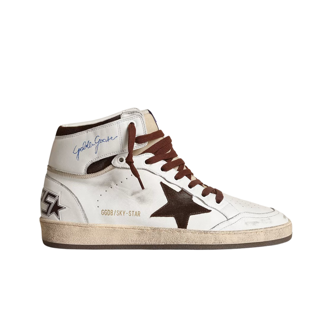 GMF00230-F004005-11362 Golden Goose Sky Star Sneakers White Nappa Leather Chocolate Sudede