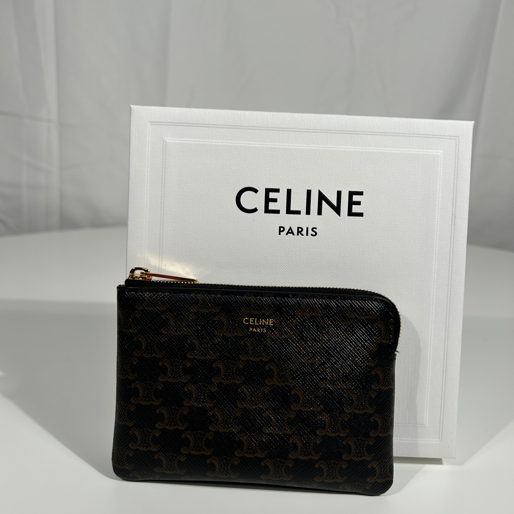 Celine Coin & Card Pouch in Triomphe Canvas Black 착용 스타일 - 5