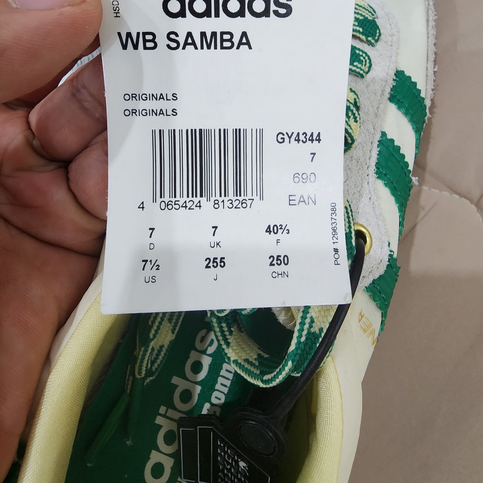 Adidas x Wales Bonner Samba Cream Green 착용 스타일 - 2